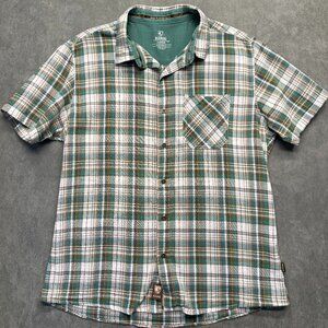 KÜHL Organic Cotton Plaid Button Down Shirt Men’s Large Outdoor Hiking